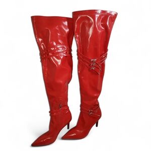 UNISEX Red Over-the-Knee Boots